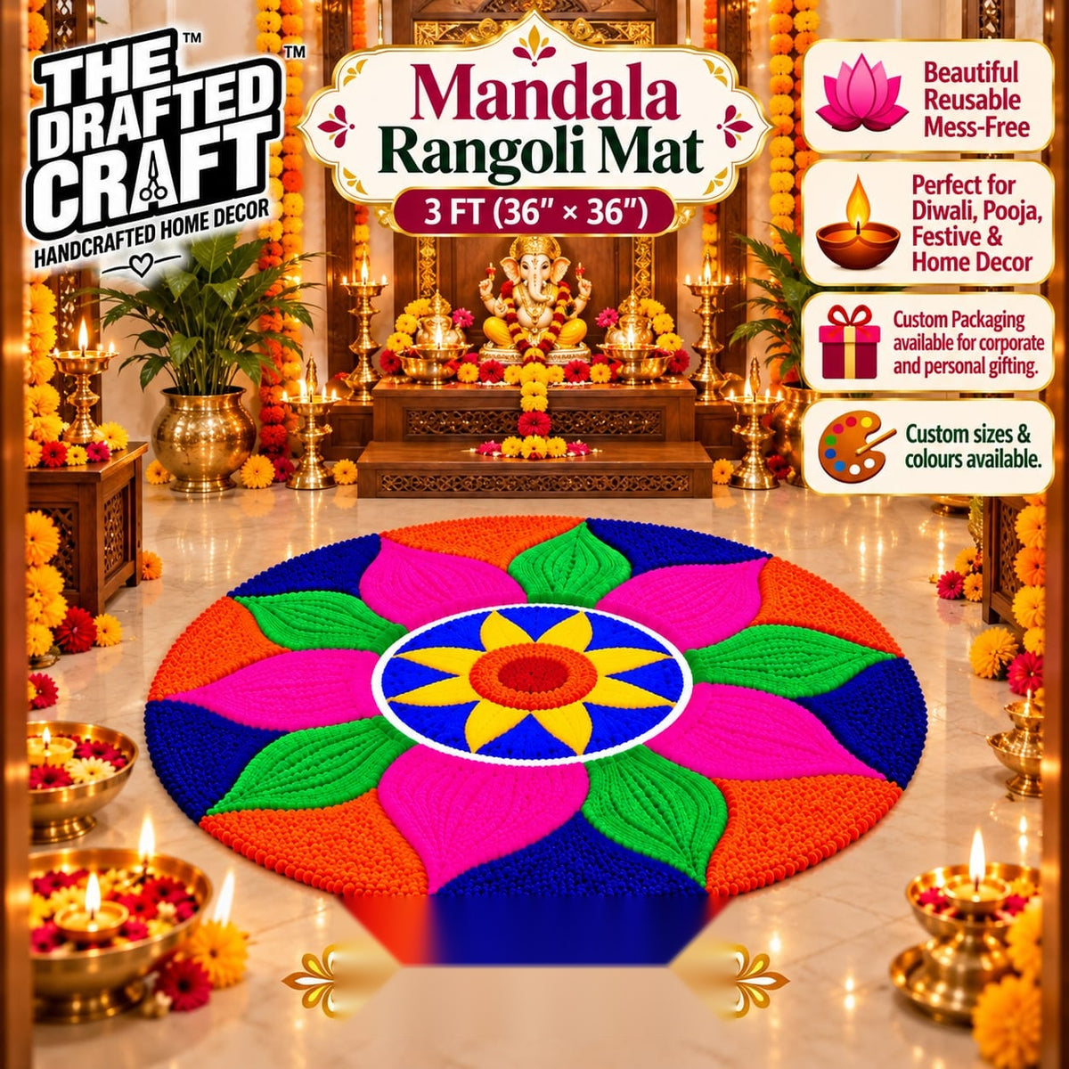 Mandala Rangoli Decoration 3FT