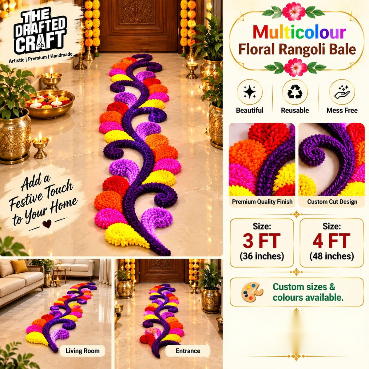 Multicolour Floral Rangoli Bale