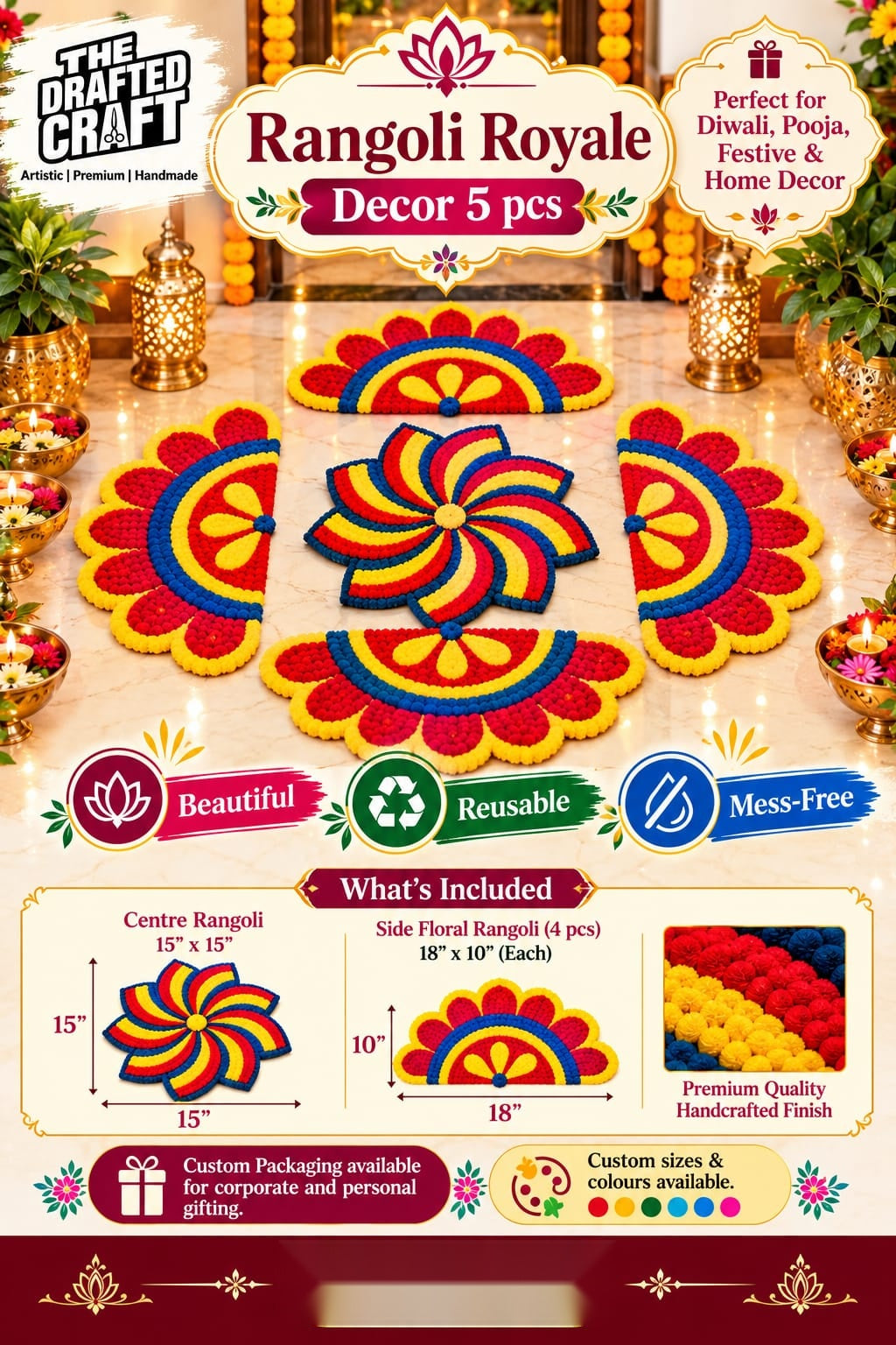 Royale Rangoli Decor 5 PCS
