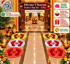 Divine Charan Lakshmi footprint rangoli mat set of 6 styled for Diwali and pooja
