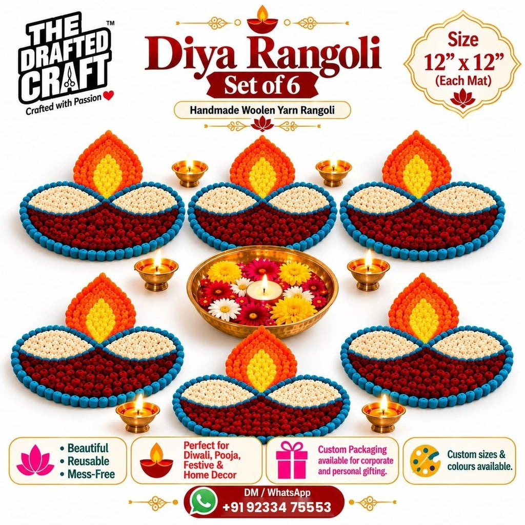 Diya rangoli set of 6 styled for Diwali and pooja