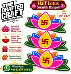 Half lotus swastik rangoli set of 3 styled for Diwali and pooja