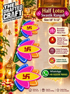 Half lotus swastik rangoli set of 3 – handmade reusable pooja décor by The Drafted Craft