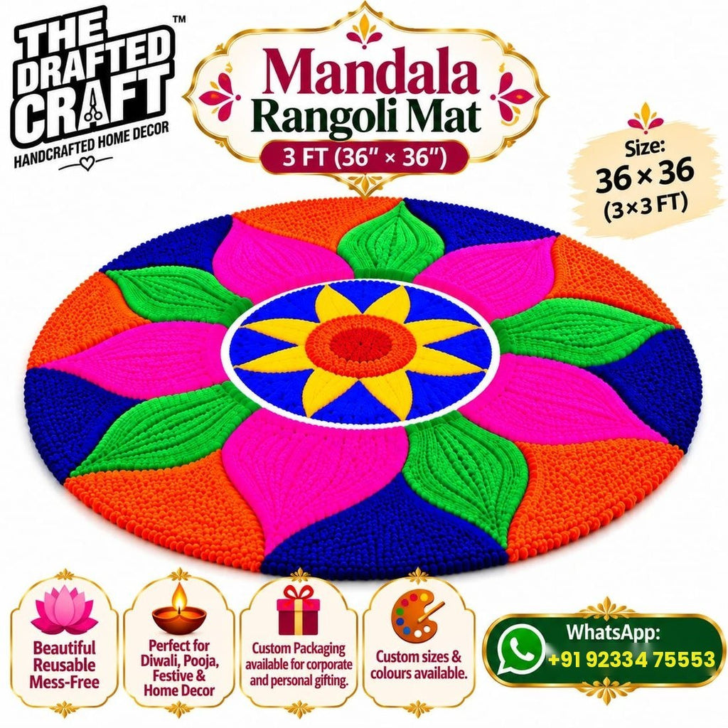 Mandala rangoli mat 3 ft in a festive home setting