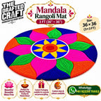 Mandala rangoli mat 3 ft in a festive home setting