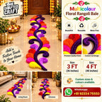 Multicolour floral rangoli bale – handmade reusable rangoli border by The Drafted Craft