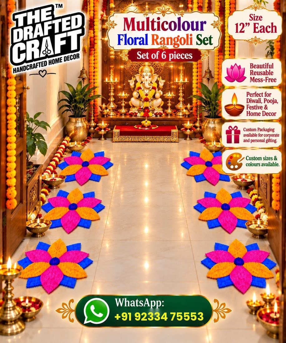 Multicolour Floral Rangoli Set 6 PCS