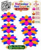 Multicolour Floral Rangoli Set 6 PCS