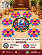 Peacock & Flower Rangoli Decor 7 PCS