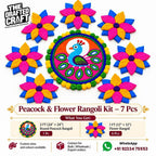 Peacock & Flower Rangoli Decor 7 PCS