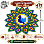 Peacock rangoli mat 4 ft styled for Diwali and pooja