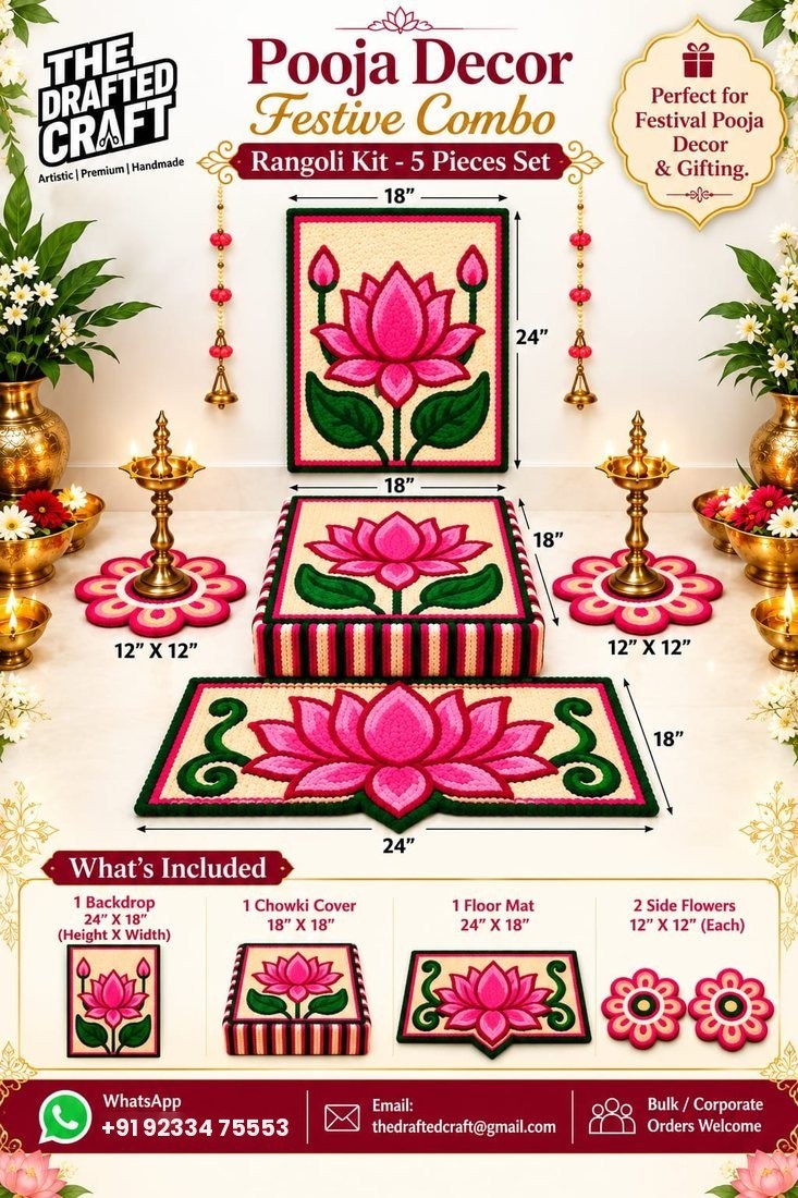 Pooja decor festive combo 5 pieces in a festive home setting