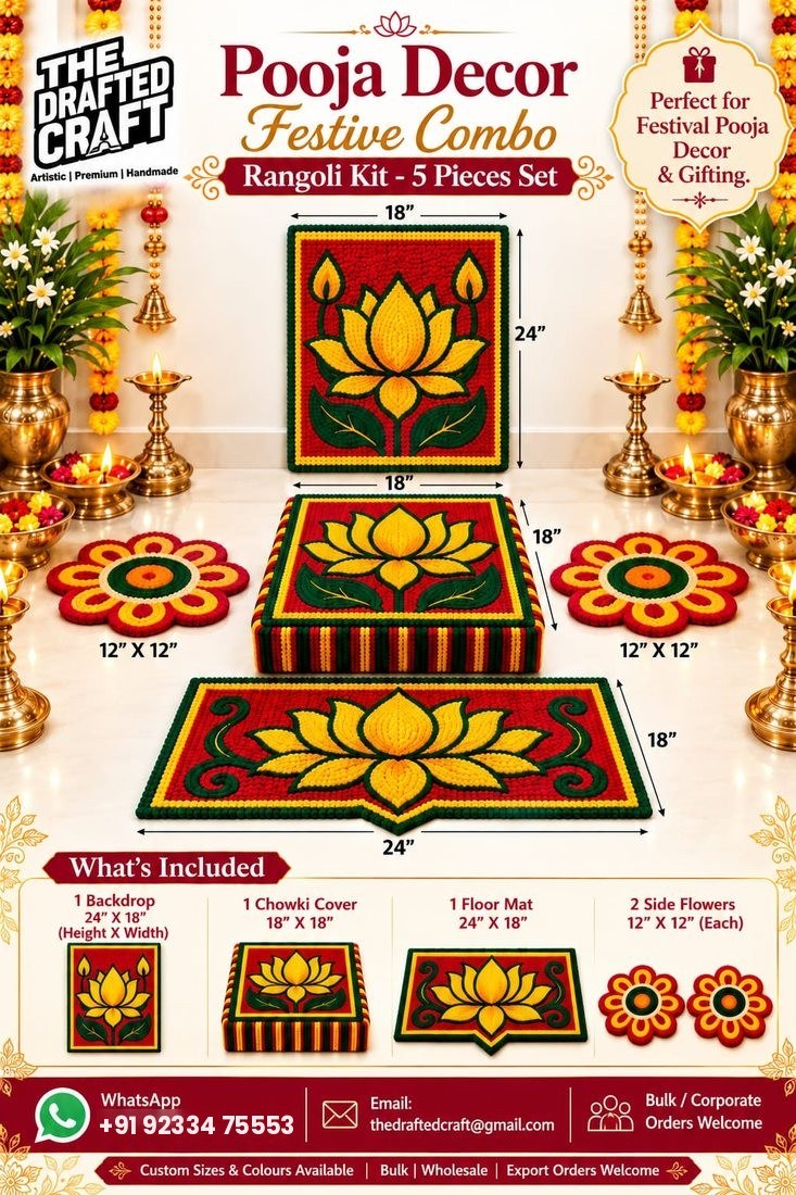 Pooja decor festive combo 5 pieces styled for Diwali and pooja