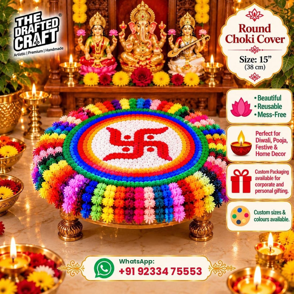 Round swastik chowki cover styled for Diwali and pooja