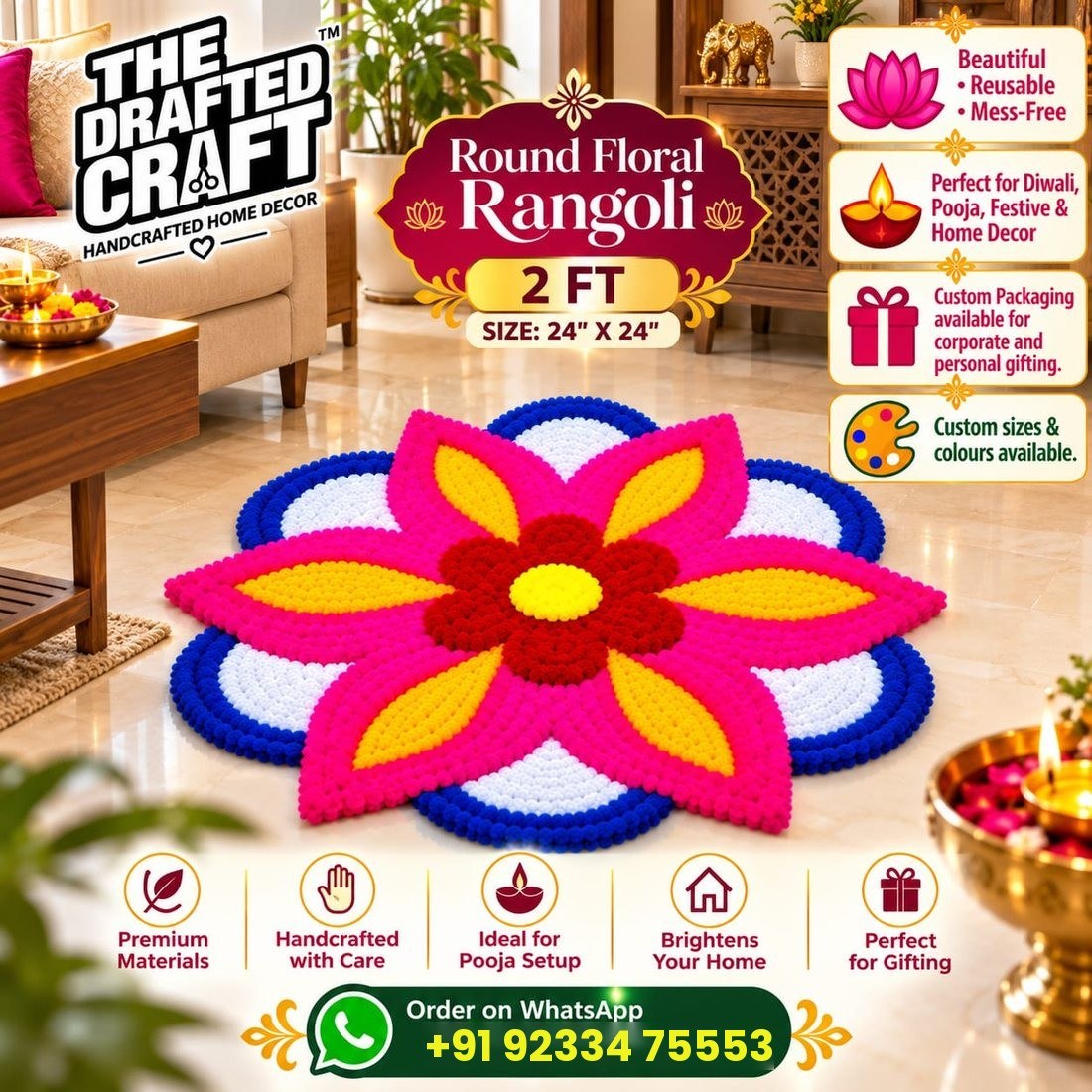 Round Floral Rangoli Decoration 2FT