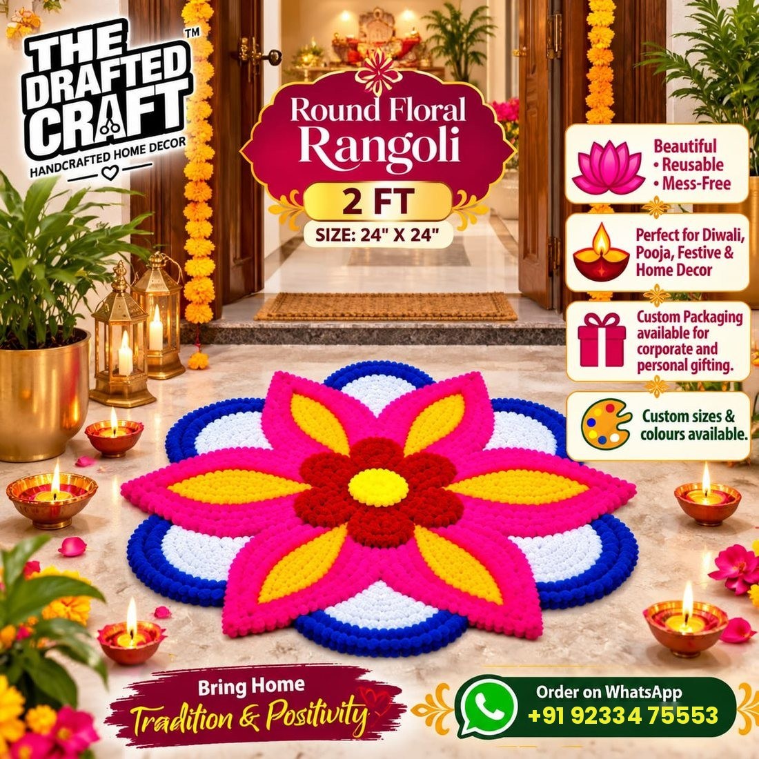 Round Floral Rangoli Decoration 2FT