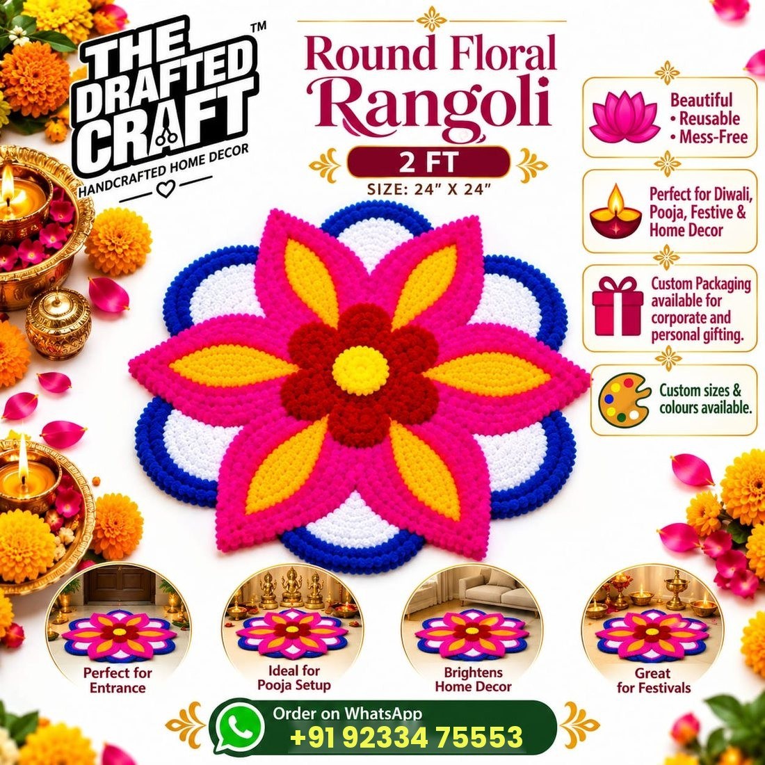 Round Floral Rangoli Decoration 2FT