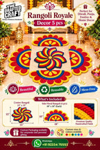 Royale rangoli decor set of 5 – handmade reusable Diwali rangoli by The Drafted Craft