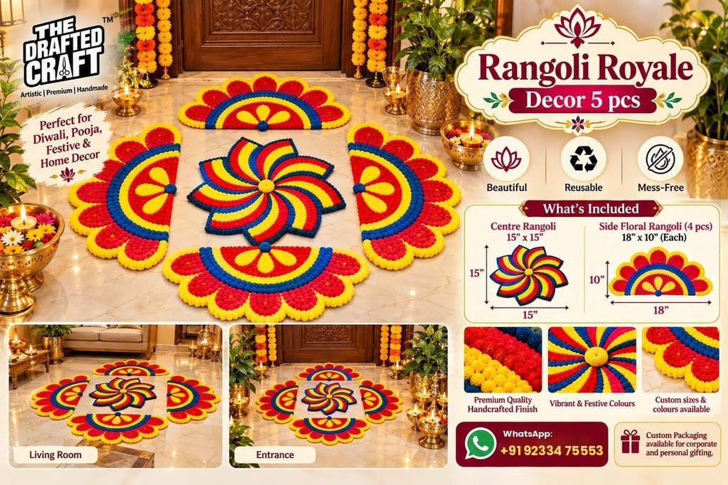 Royale rangoli decor set of 5 styled for Diwali and pooja