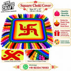 Square swastik chowki cover 18 inch styled for Diwali and pooja