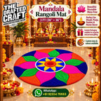 Mandala rangoli mat 3 ft – handmade reusable woollen rangoli by The Drafted Craft