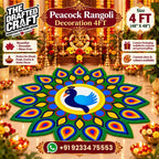Peacock rangoli mat 4 ft – hand-crafted wool yarn detail